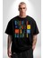 Geleçeği Seninle Planlayalım Pamuklu Bisiklet Yaka Kadın Erkek Oversize Boyfriend Dijital Baskılı Siyah T-Shirt 3