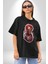 Zombi Kırmızı The Walking Dead Pamuklu Bisiklet Yaka Kadın Erkek Oversize Boyfriend Dijital Baskılı Siyah T-Shirt 1