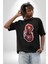 Zombi Kırmızı The Walking Dead Pamuklu Bisiklet Yaka Kadın Erkek Oversize Boyfriend Dijital Baskılı Siyah T-Shirt 3