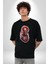 Zombi Kırmızı The Walking Dead Pamuklu Bisiklet Yaka Kadın Erkek Oversize Boyfriend Dijital Baskılı Siyah T-Shirt 4