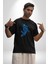 Basketbol Mars Uzay Smaçı Pamuklu Bisiklet Yaka Kadın Erkek Oversize Boyfriend Dijital Baskılı Siyah T-Shirt 3