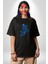 Basketbol Mars Uzay Smaçı Pamuklu Bisiklet Yaka Kadın Erkek Oversize Boyfriend Dijital Baskılı Siyah T-Shirt 5