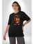 Sevimli Çoban Köpeği Pamuklu Bisiklet Yaka Kadın Erkek Oversize Boyfriend Dijital Baskılı Siyah T-Shirt 1