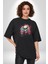 Oyun Kumandası Insanı Ele Geçirişi Pamuklu Bisiklet Yaka Kadın Erkek Oversize Boyfriend Dijital Baskılı Siyah T-Shirt 2