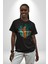 Kaktüs Çita Pamuklu Bisiklet Yaka Kadın Erkek Oversize Boyfriend Dijital Baskılı Siyah T-Shirt 5