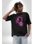 Kelebekler Kanser Günü ve Kadınlar Günü Pamuklu Bisiklet Yaka Kadın Erkek Oversize Boyfriend Dijital Baskılı Siyah T-Shirt 1