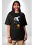 Yapay Zeka Kartal Kuş Tasarımı Pamuklu Bisiklet Yaka Kadın Erkek Oversize Boyfriend Dijital Baskılı Siyah T-Shirt 3
