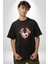 Robot Kalp Atardamar Pamuklu Bisiklet Yaka Kadın Erkek Oversize Boyfriend Dijital Baskılı Siyah T-Shirt 2