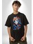 Kızlar Modası Dövme Çiçek Pamuklu Bisiklet Yaka Kadın Erkek Oversize Boyfriend Dijital Baskılı Siyah T-Shirt 5