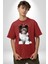 Biewer Yorshire Terrier Pamuklu Bisiklet Yaka Kadın Erkek Oversize Boyfriend Dijital Baskılı Kırmızı T-Shirt 1