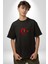 Ay Yıldız Kırmızı Kemal Atatürk Imza Pamuklu Bisiklet Yaka Kadın Erkek Oversize Boyfriend Dijital Baskılı Siyah T-Shirt 2