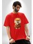Teacup Pomernian Çeket Pamuklu Bisiklet Yaka Kadın Erkek Oversize Boyfriend Dijital Baskılı Kırmızı T-Shirt 2