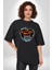 Basketbol Potası Bulutlu Siyah Pamuklu Bisiklet Yaka Kadın Erkek Oversize Boyfriend Dijital Baskılı Siyah T-Shirt 3