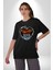 Basketbol Potası Bulutlu Siyah Pamuklu Bisiklet Yaka Kadın Erkek Oversize Boyfriend Dijital Baskılı Siyah T-Shirt 4