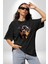 Rottweiler Kafası Pamuklu Bisiklet Yaka Kadın Erkek Oversize Boyfriend Dijital Baskılı Siyah T-Shirt 1