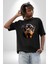 Rottweiler Kafası Pamuklu Bisiklet Yaka Kadın Erkek Oversize Boyfriend Dijital Baskılı Siyah T-Shirt 2