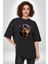 Rottweiler Kafası Pamuklu Bisiklet Yaka Kadın Erkek Oversize Boyfriend Dijital Baskılı Siyah T-Shirt 4