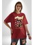 Bugün Değil Pamuklu Bisiklet Yaka Kadın Erkek Oversize Boyfriend Dijital Baskılı Kırmızı T-Shirt 3