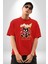 Bugün Değil Pamuklu Bisiklet Yaka Kadın Erkek Oversize Boyfriend Dijital Baskılı Kırmızı T-Shirt 4