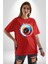 Fotoğraf Makinesi Camera Lens Pamuklu Bisiklet Yaka Kadın Erkek Oversize Boyfriend Dijital Baskılı Kırmızı T-Shirt 5