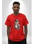 Şapkalı Amerikalı Baykuş Burjuva Baykuş Pamuklu Bisiklet Yaka Kadın Erkek Oversize Boyfriend Dijital Baskılı Kırmızı T-Shirt 3