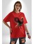 Anka Kuşu Ateş Kuşu Pamuklu Bisiklet Yaka Kadın Erkek Oversize Boyfriend Dijital Baskılı Kırmızı T-Shirt 1