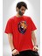 Renkli Yağlı Boya Aslan Pamuklu Bisiklet Yaka Kadın Erkek Oversize Boyfriend Dijital Baskılı Kırmızı T-Shirt 3