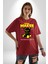 Baş Belası Teddy Pamuklu Bisiklet Yaka Kadın Erkek Oversize Boyfriend Dijital Baskılı Kırmızı T-Shirt 1