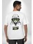 Hacker Kedi Bilgisayar Korsanı Yeşil Gözlük Beyaz Oversize Kadın Erkek Ön ve Sırt Baskılı T-Shirt 4