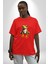 Frog Kurbağa Prens Pamuklu Bisiklet Yaka Kadın Erkek Oversize Boyfriend Dijital Baskılı Kırmızı T-Shirt 3