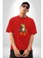 Frog Kurbağa Prens Pamuklu Bisiklet Yaka Kadın Erkek Oversize Boyfriend Dijital Baskılı Kırmızı T-Shirt 4