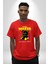 Baş Belası Teddy Pamuklu Bisiklet Yaka Kadın Erkek Oversize Boyfriend Dijital Baskılı Kırmızı T-Shirt 5