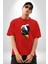 Yapay Zeka Kartal Kuş Tasarımı Pamuklu Bisiklet Yaka Kadın Erkek Oversize Boyfriend Dijital Baskılı Kırmızı T-Shirt 2