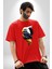 Yapay Zeka Kartal Kuş Tasarımı Pamuklu Bisiklet Yaka Kadın Erkek Oversize Boyfriend Dijital Baskılı Kırmızı T-Shirt 5
