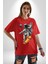 Atronot Kaykay Uzay Mars Pamuklu Bisiklet Yaka Kadın Erkek Oversize Boyfriend Dijital Baskılı Kırmızı T-Shirt 1