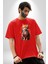 Renkli Yağlı Boya Kedi Pamuklu Bisiklet Yaka Kadın Erkek Oversize Boyfriend Dijital Baskılı Kırmızı T-Shirt 1