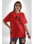 Kemal Atatürk Imza ve Silüet Pamuklu Bisiklet Yaka Kadın Erkek Oversize Boyfriend Dijital Baskılı Kırmızı T-Shirt 4