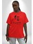 Kemal Atatürk Imza ve Silüet Pamuklu Bisiklet Yaka Kadın Erkek Oversize Boyfriend Dijital Baskılı Kırmızı T-Shirt 5
