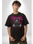 Serin ve Mutlu Kal Pamuklu Bisiklet Yaka Kadın Erkek Oversize Boyfriend Dijital Baskılı Siyah T-Shirt 2