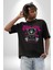 Serin ve Mutlu Kal Pamuklu Bisiklet Yaka Kadın Erkek Oversize Boyfriend Dijital Baskılı Siyah T-Shirt 5