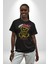 Artık Katlan Pamuklu Bisiklet Yaka Kadın Erkek Oversize Boyfriend Dijital Baskılı Siyah T-Shirt 4