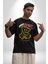 Artık Katlan Pamuklu Bisiklet Yaka Kadın Erkek Oversize Boyfriend Dijital Baskılı Siyah T-Shirt 5