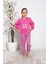 Kız Çocuk Interlok Pembe Pijama Takımı 4