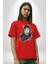 Safari Kedi Şal Eşarp Pamuklu Bisiklet Yaka Kadın Erkek Oversize Boyfriend Dijital Baskılı Kırmızı T-Shirt 3