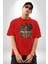 Kaktüs Çita Pamuklu Bisiklet Yaka Kadın Erkek Oversize Boyfriend Dijital Baskılı Kırmızı T-Shirt 1
