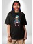 Hiphop Kurukafa Hoodie Pamuklu Bisiklet Yaka Kadın Erkek Oversize Boyfriend Dijital Baskılı Siyah T-Shirt 4