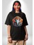 Hindu Fil Bereket Tanrısı Pamuklu Bisiklet Yaka Kadın Erkek Oversize Boyfriend Dijital Baskılı Siyah T-Shirt 3