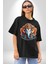 Hindu Fil Bereket Tanrısı Pamuklu Bisiklet Yaka Kadın Erkek Oversize Boyfriend Dijital Baskılı Siyah T-Shirt 5