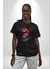 Kırmızı Japon Balığı Pamuklu Bisiklet Yaka Kadın Erkek Oversize Boyfriend Dijital Baskılı Siyah T-Shirt 3