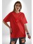 Ay Yıldız Kırmızı Kemal Atatürk Imza Pamuklu Bisiklet Yaka Kadın Erkek Oversize Boyfriend Dijital Baskılı Kırmızı T-Shirt 4